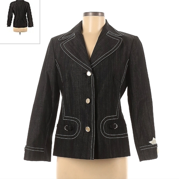 Cole Haan Jackets & Blazers - Cole Haan Black Denim Button Jacket Size 8
